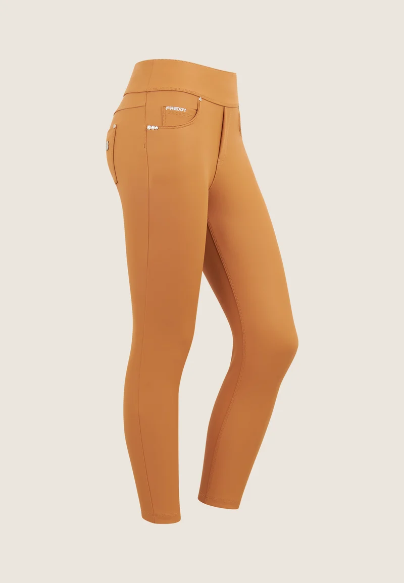 N.O.W. Yoga Mid Waist Skinny 7/8 Vegan Leather Pant - Lion Brown