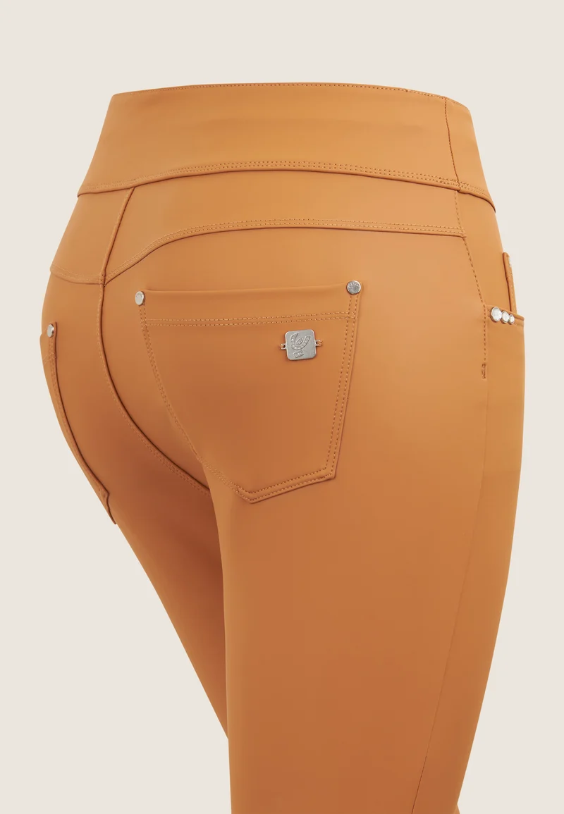 N.O.W. Yoga Mid Waist Skinny 7/8 Vegan Leather Pant - Lion Brown