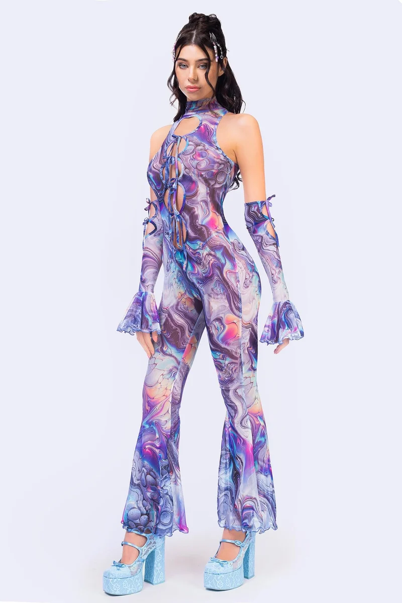 Mother-Of-Pearl Ribbon Jumpsuit