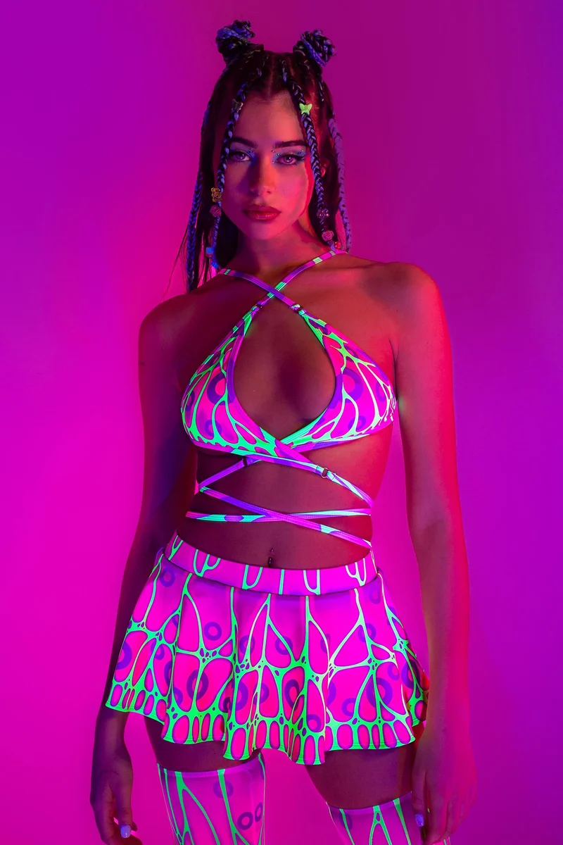 Fluttering Heights Magenta Wrapped Triangle Top