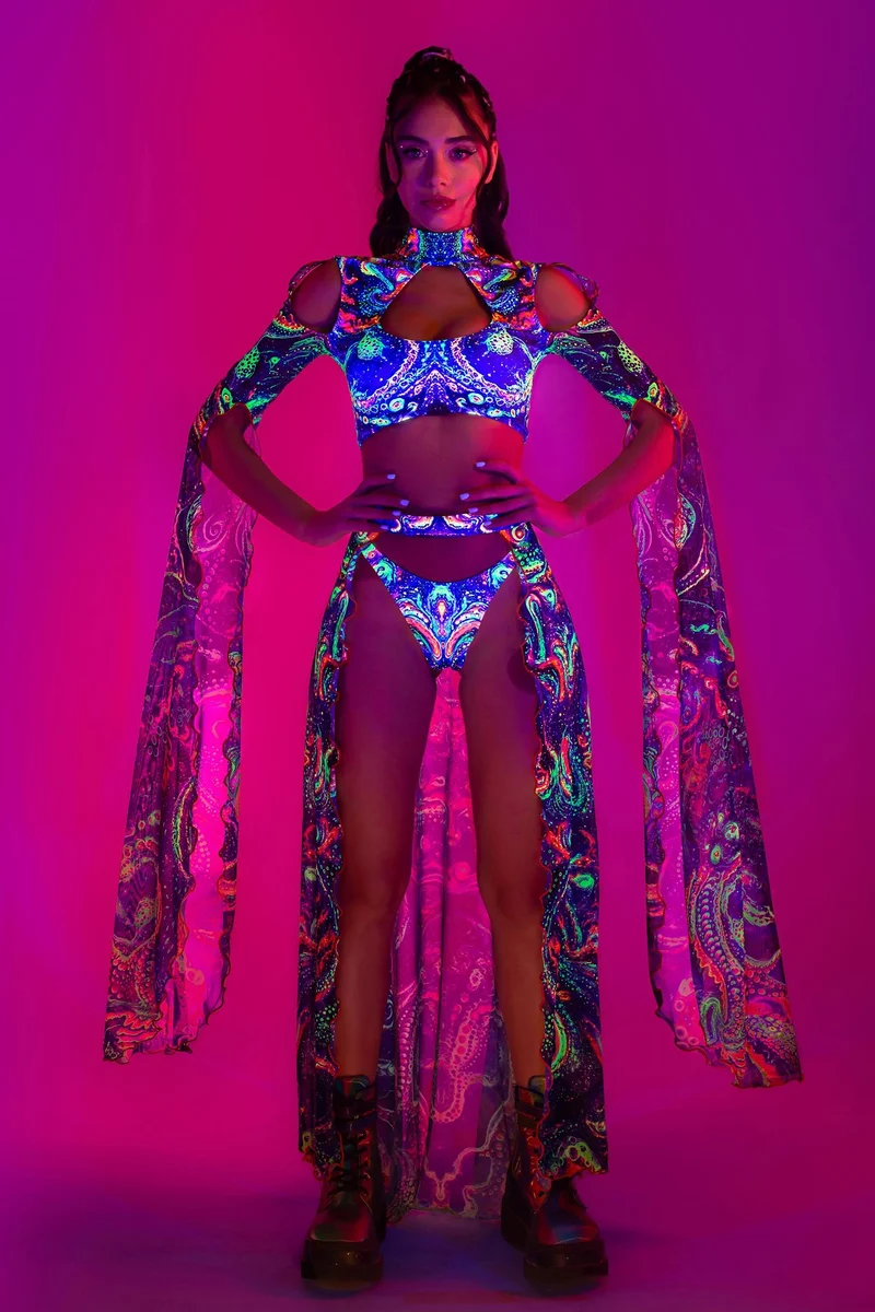 Cosmic Vortex Open-Front Skirt