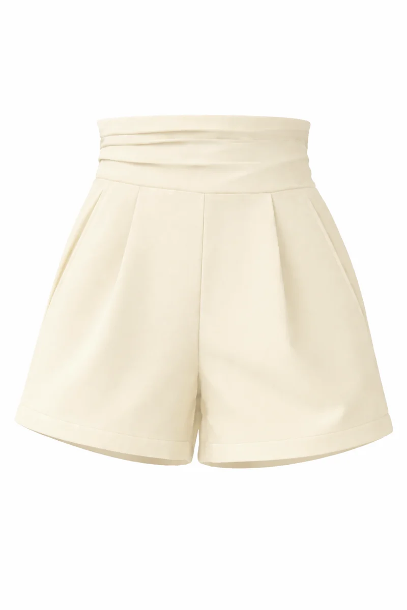 Damen Shorts mit Raffbund - Bananengelb