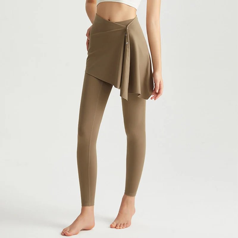 Olivenorma Skinny High Waist Wrap Skirted Long Women's Yoga Pants
