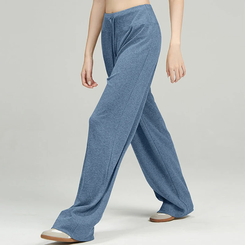 Olivenorma Weite, hohe Taille, lange Damenhose mit Kordelzug