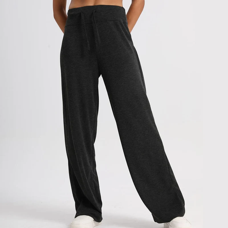 Olivenorma Weite, hohe Taille, lange Damenhose mit Kordelzug