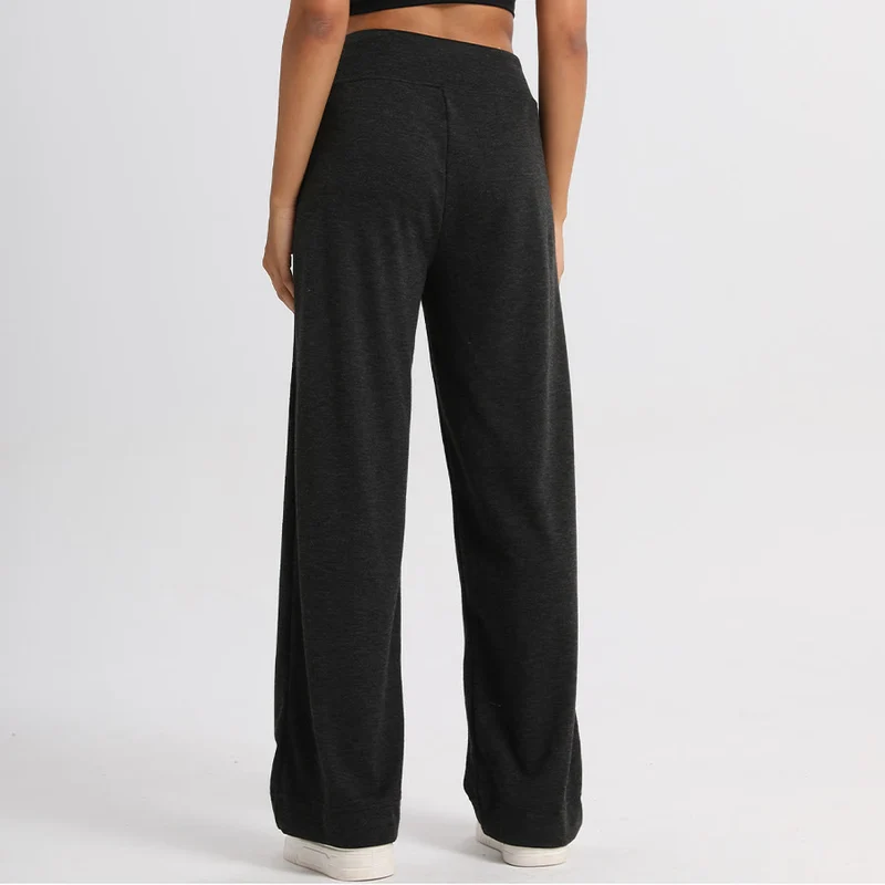 Olivenorma Weite, hohe Taille, lange Damenhose mit Kordelzug