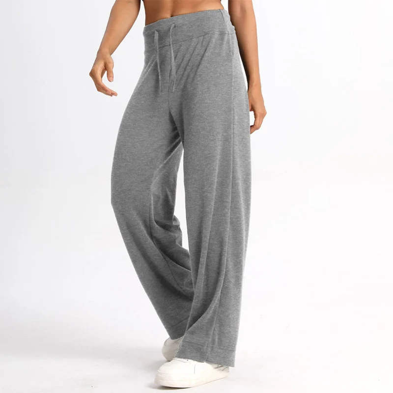 Olivenorma Weite, hohe Taille, lange Damenhose mit Kordelzug