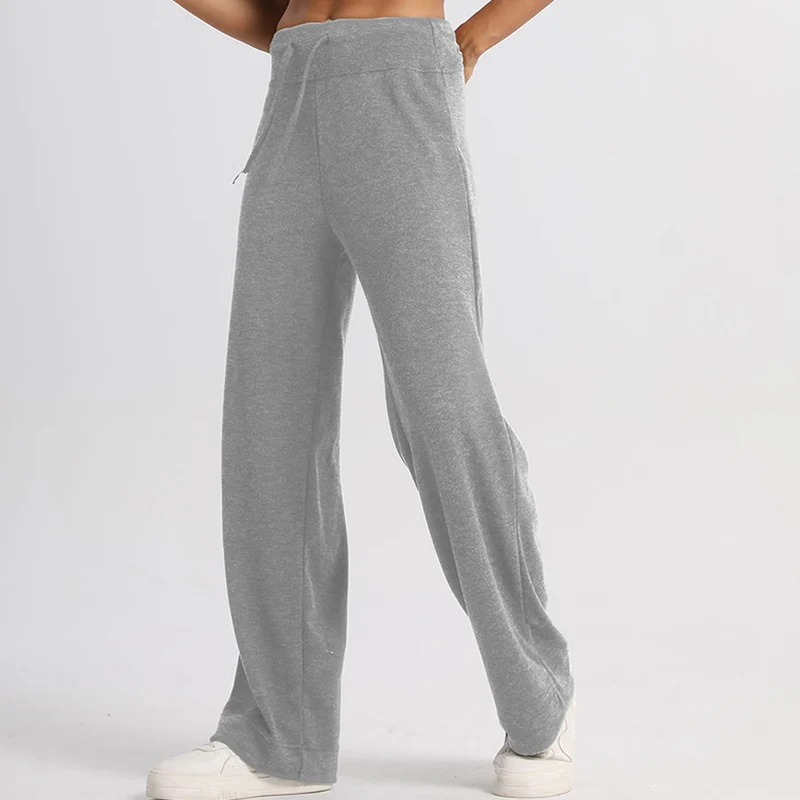 Olivenorma Weite, hohe Taille, lange Damenhose mit Kordelzug