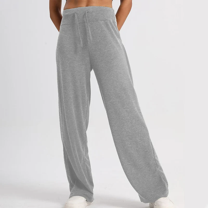 Olivenorma Weite, hohe Taille, lange Damenhose mit Kordelzug