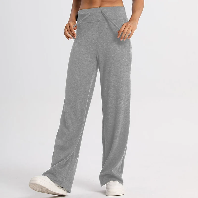 Olivenorma Weite, hohe Taille, lange Damenhose mit Kordelzug