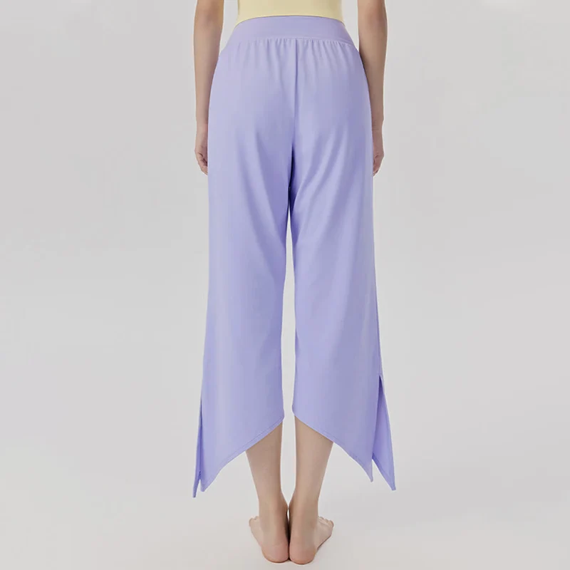 Olivenorma Weites Bein, hoher Bund, asymmetrische Cropped-Yogahose für Damen