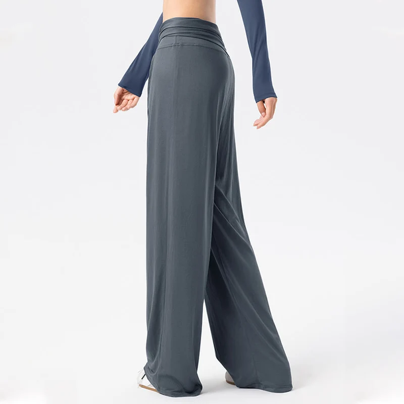 Olivenorma Weites Bein, hoher Bund, Bindegürtel, lange Damen-Yogahose