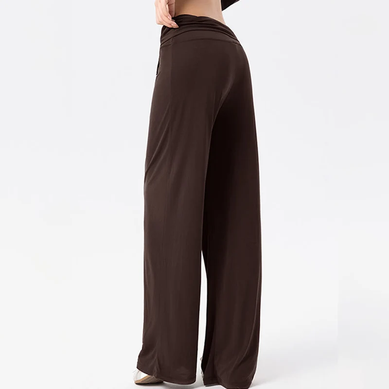 Olivenorma Weites Bein, hoher Bund, Bindegürtel, lange Damen-Yogahose