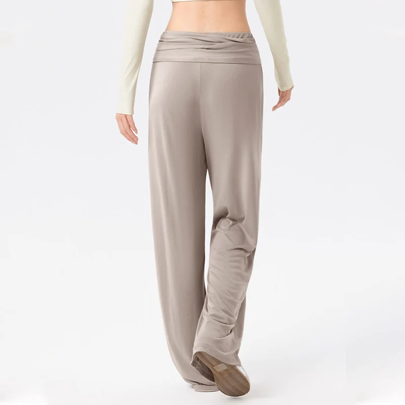 Olivenorma Weites Bein, hoher Bund, Bindegürtel, lange Damen-Yogahose
