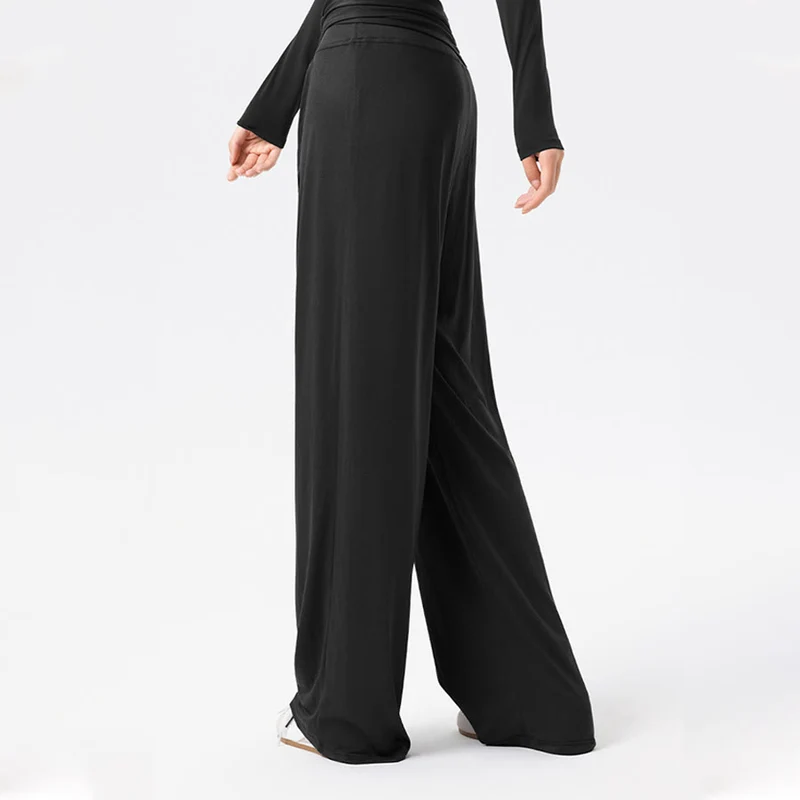 Olivenorma Weites Bein, hoher Bund, Bindegürtel, lange Damen-Yogahose