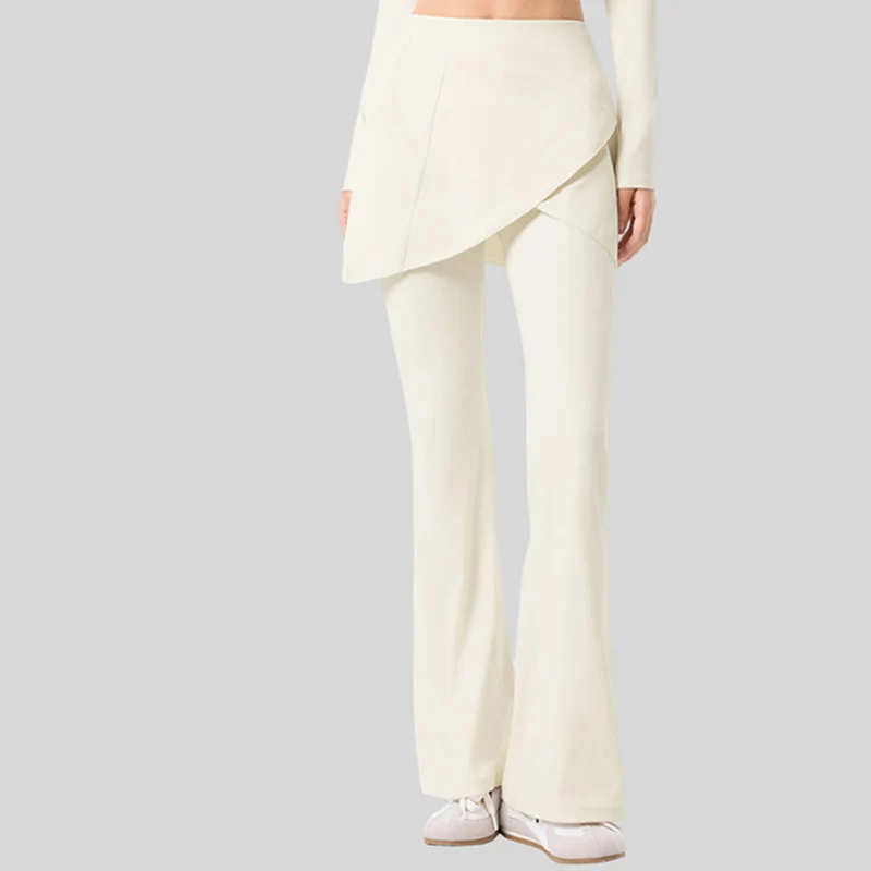 Olivenorma Yoga-Hose mit ausgestelltem Rock, hohem Bund und langer Taille für Damen