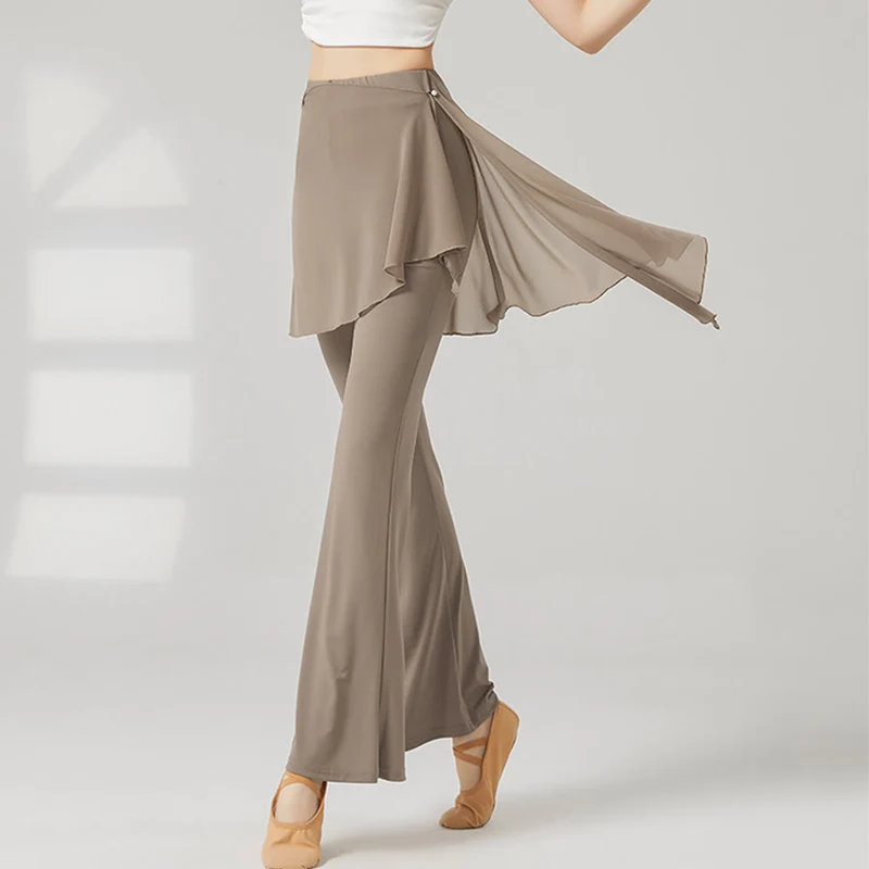 Olivenorma Schlaghose mit hohem Bund und Rock, lange Damen-Yogahose