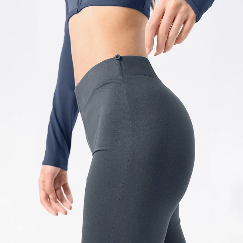Olivenorma Schlaghose mit hohem Bund und Bindeband, lange Damen-Yogahose