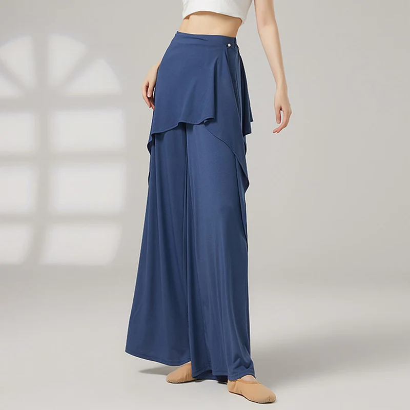 Olivenorma Weites Bein, hoher Bund, Wickelrock, lange Damen-Yogahose
