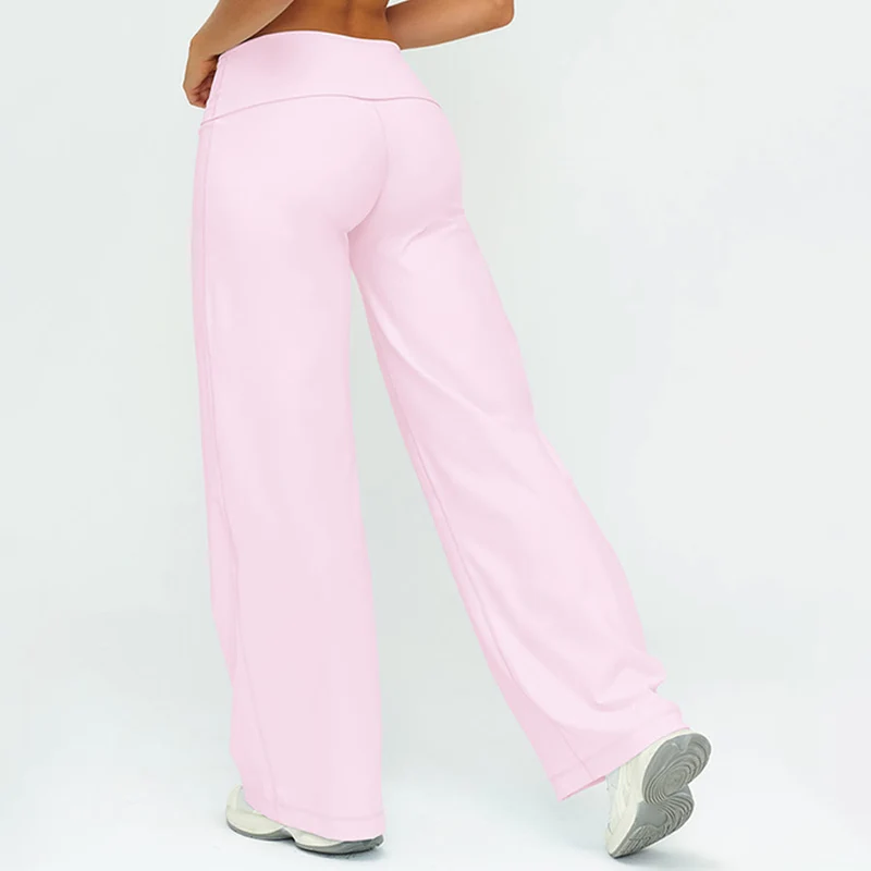 Olivenorma Weite, hohe Taille, umklappbare lange Yogahose für Damen