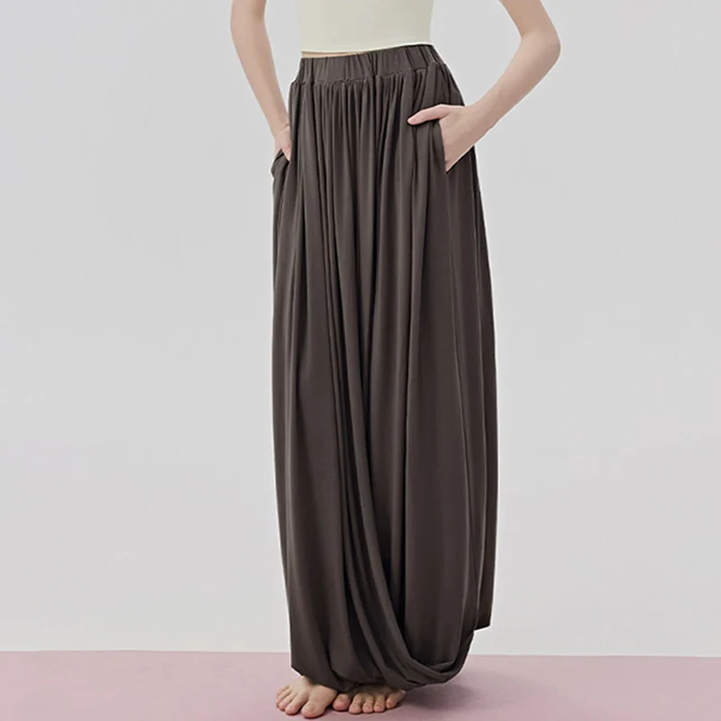 Olivenorma Harem High Waist Twisted Skirted Long Women's Yoga Pants