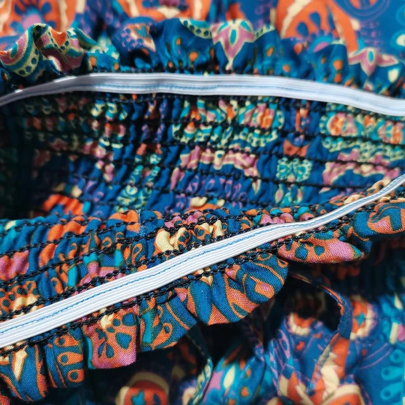 Olivenorma Boho-Maxikleid mit Paisley-Print, hoher Taille und Stufenrock für Damen