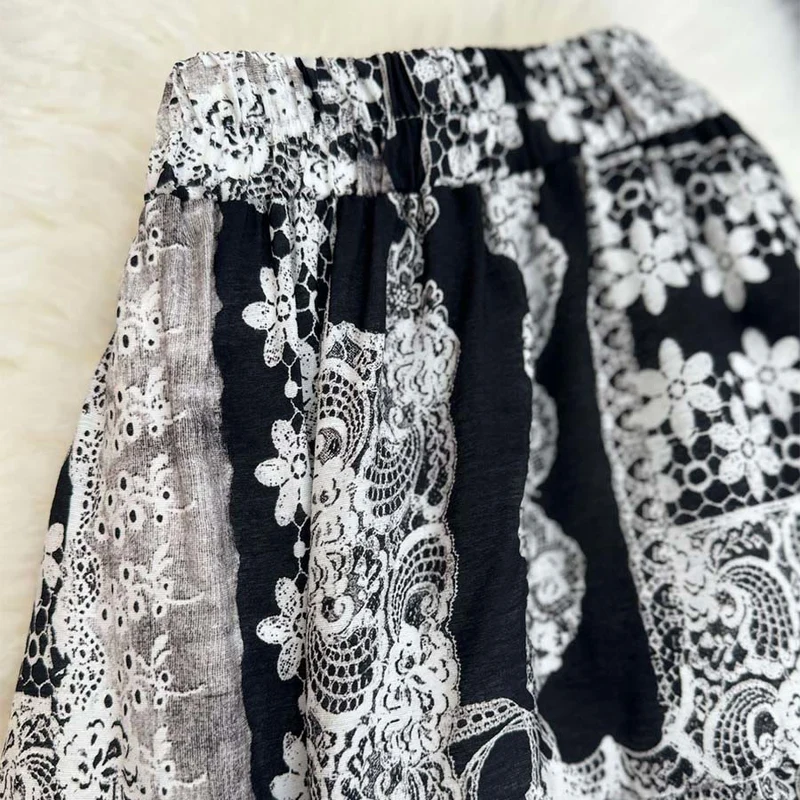 Olivenorma Boho Patchwork Maxikleid mit hohem Bund für Damen