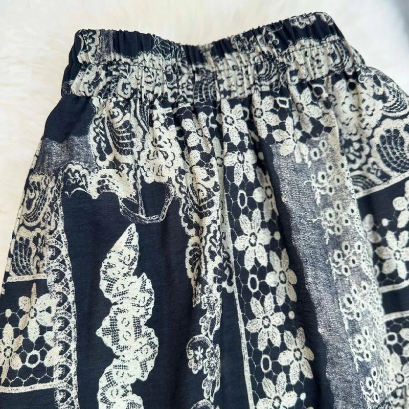 Olivenorma Boho Patchwork Maxikleid mit hohem Bund für Damen