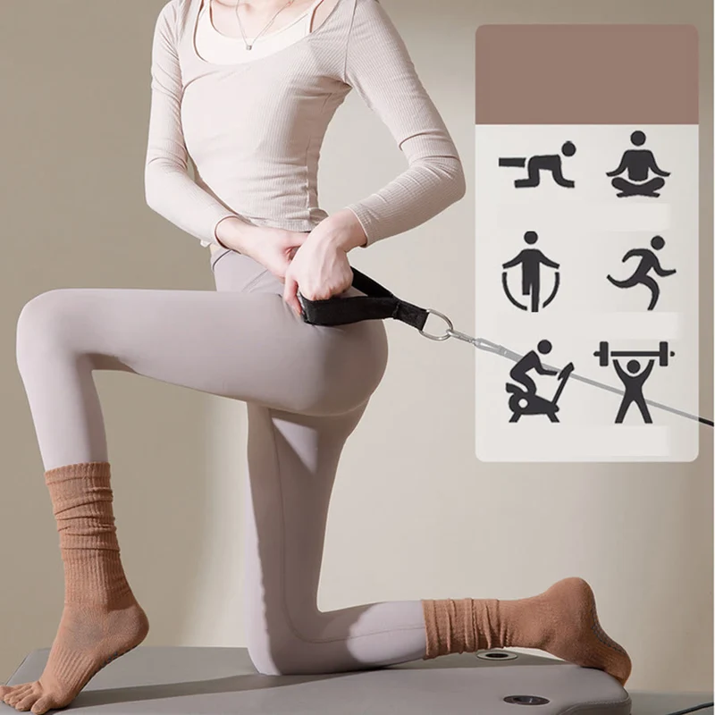 Olivenorma Mid-Calf Five-Toe Atmungsaktive Baumwoll-Yogasocken für Damen mit rutschfestem Griff, hygienischem Komfort und wadenhohem Schaft
