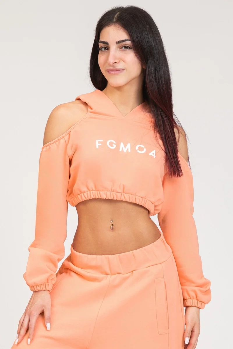 Felpa Donna Crop Spalle Scoperte Jasmine Pesca