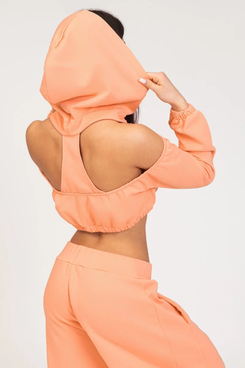 Felpa Donna Crop Spalle Scoperte Jasmine Pesca