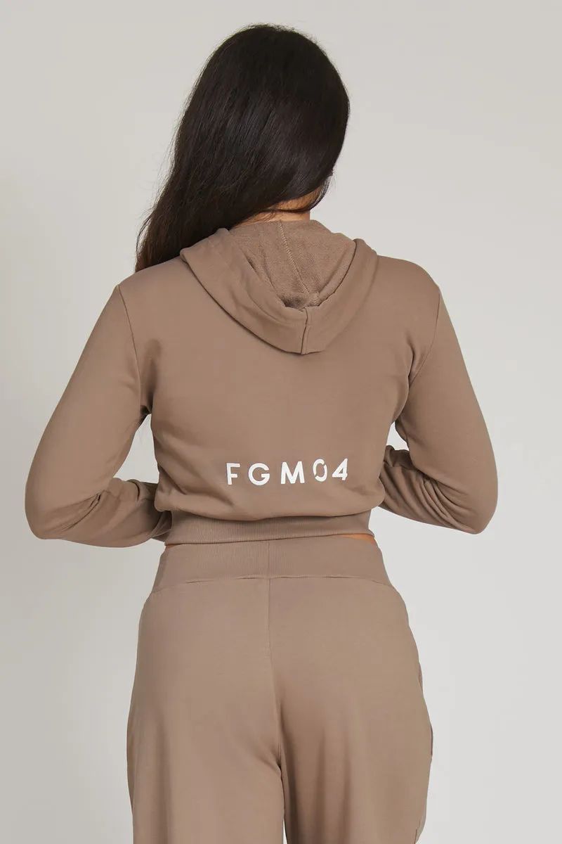 Felpa Crop Con Cappuccio Ikonic Nocciola Taupe