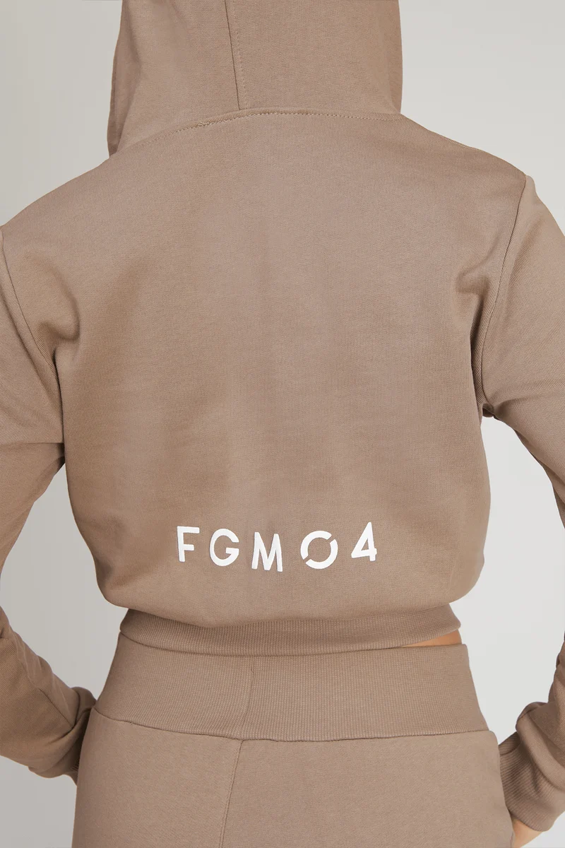 Felpa Crop Con Cappuccio Ikonic Nocciola Taupe