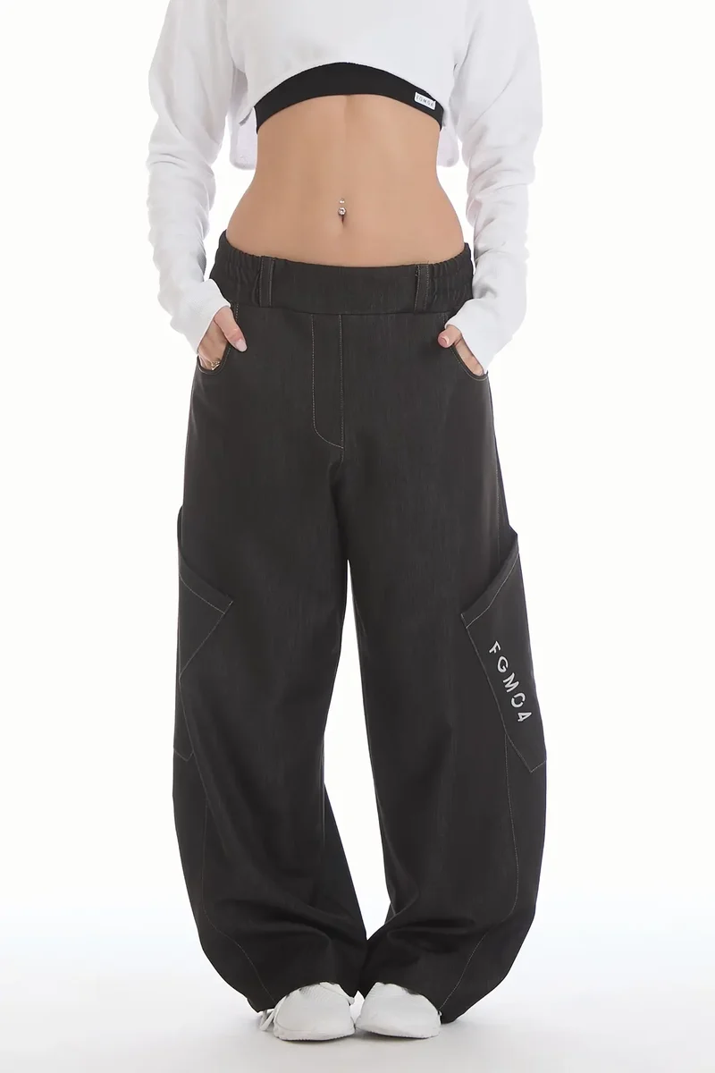 Pantalone Cargo Balloon Jeans Nero
