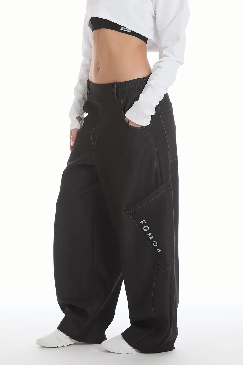 Pantalone Cargo Balloon Jeans Nero