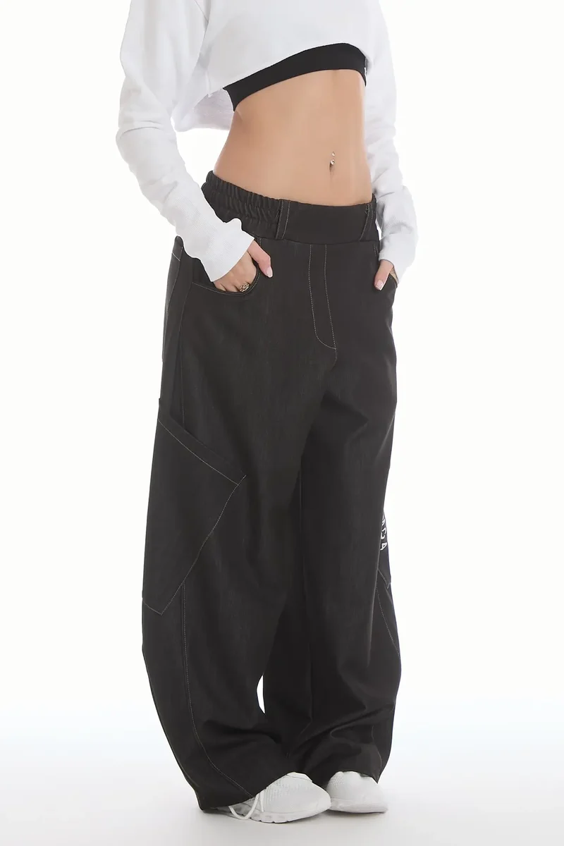 Pantalone Cargo Balloon Jeans Nero
