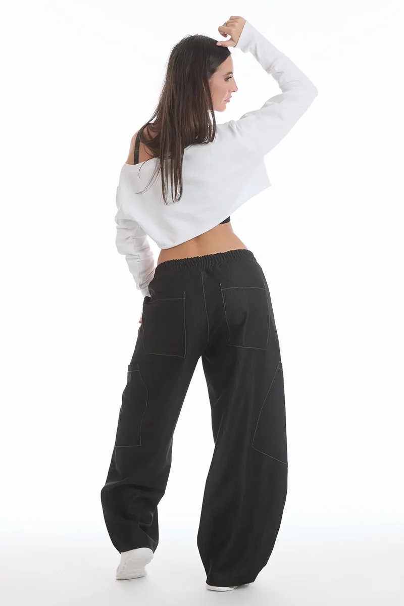 Pantalone Cargo Balloon Jeans Nero