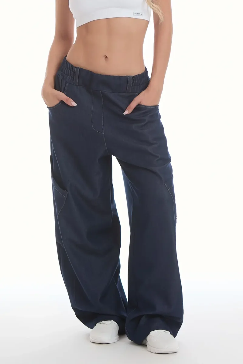 Pantalone Cargo Balloon Jeans Blu