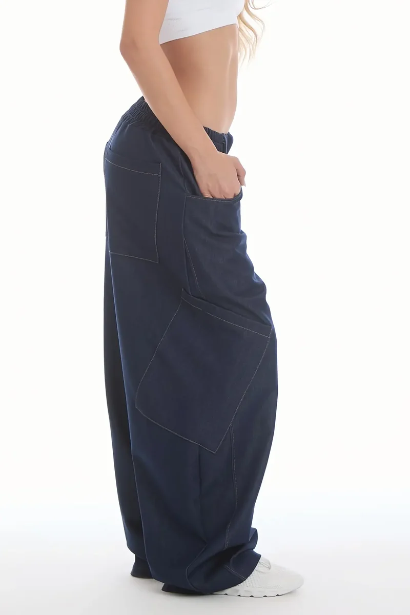 Pantalone Cargo Balloon Jeans Blu