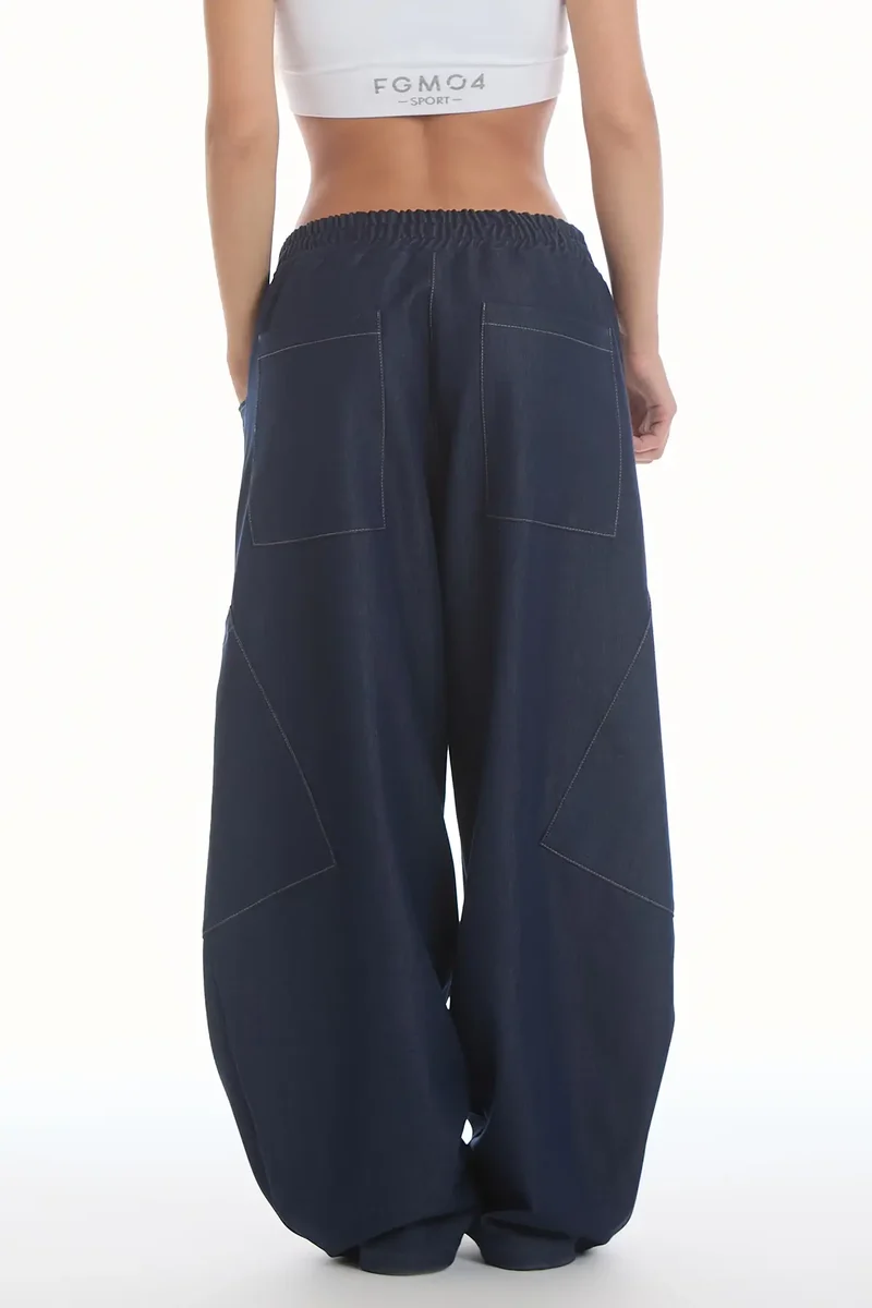 Pantalone Cargo Balloon Jeans Blu