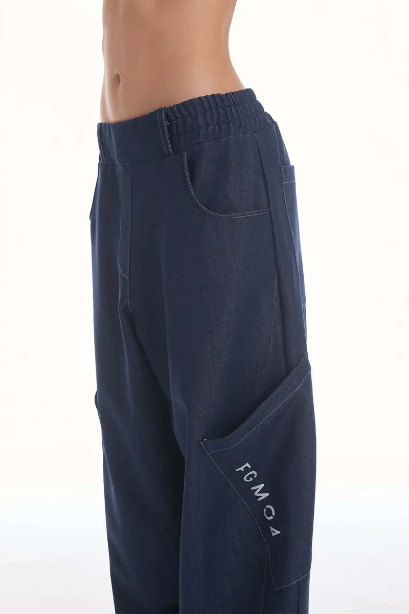 Pantalone Cargo Balloon Jeans Blu