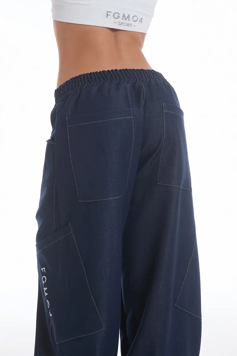 Pantalone Cargo Balloon Jeans Blu
