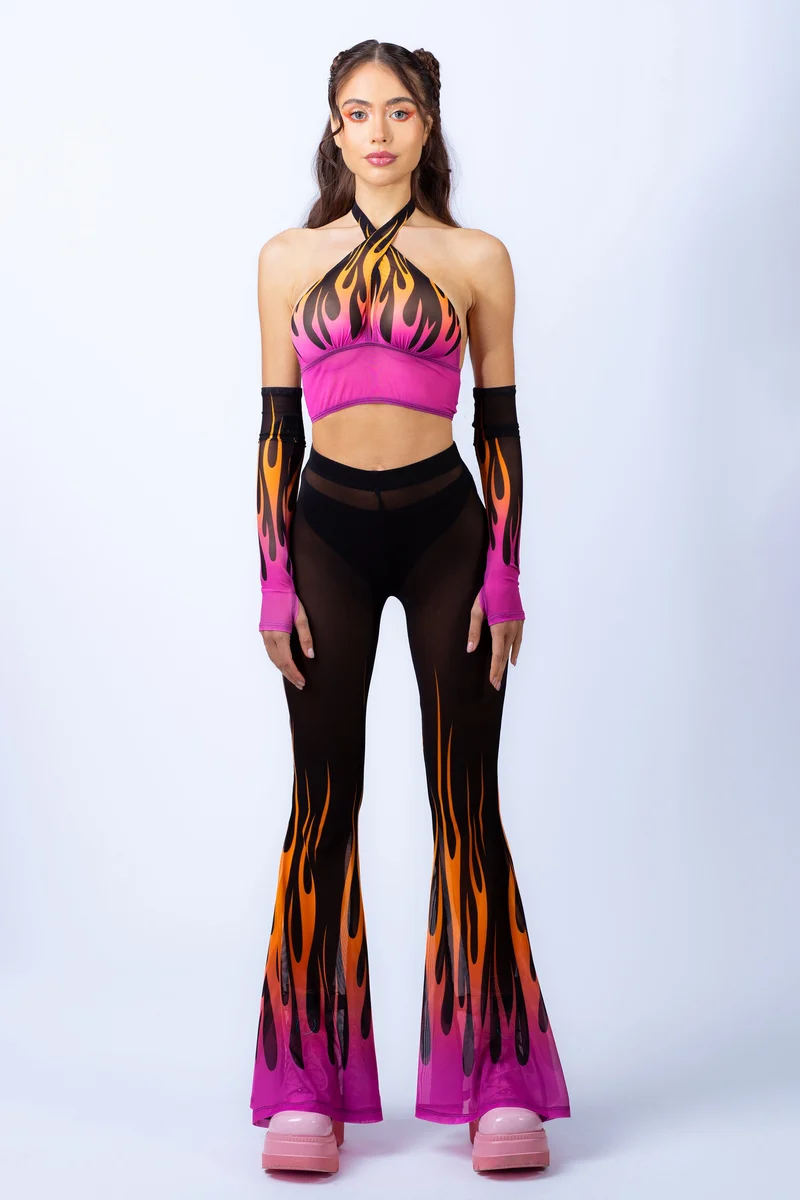 Firestarter Magenta Criss Cross Top and Bell Bottom Pants