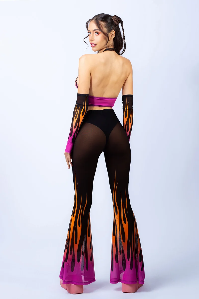 Firestarter Magenta Criss Cross Top and Bell Bottom Pants
