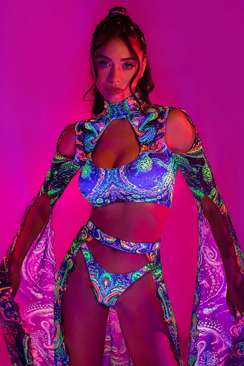 Cosmic Vortex Sleeve and Open Front Skirt Set