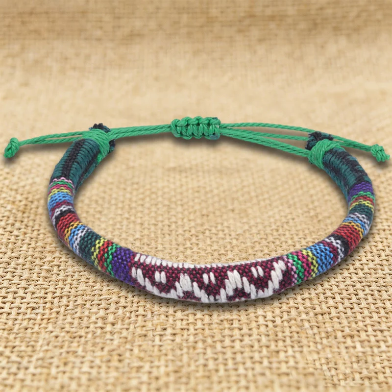 Olivenorma Armband im Bohemian-Ethno-Stil, handgefertigt aus Baumwollgarn, Freundschaftsarmband geflochten