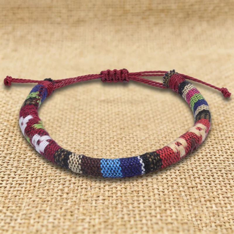 Olivenorma Armband im Bohemian-Ethno-Stil, handgefertigt aus Baumwollgarn, Freundschaftsarmband geflochten