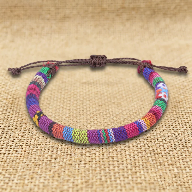 Olivenorma Armband im Bohemian-Ethno-Stil, handgefertigt aus Baumwollgarn, Freundschaftsarmband geflochten