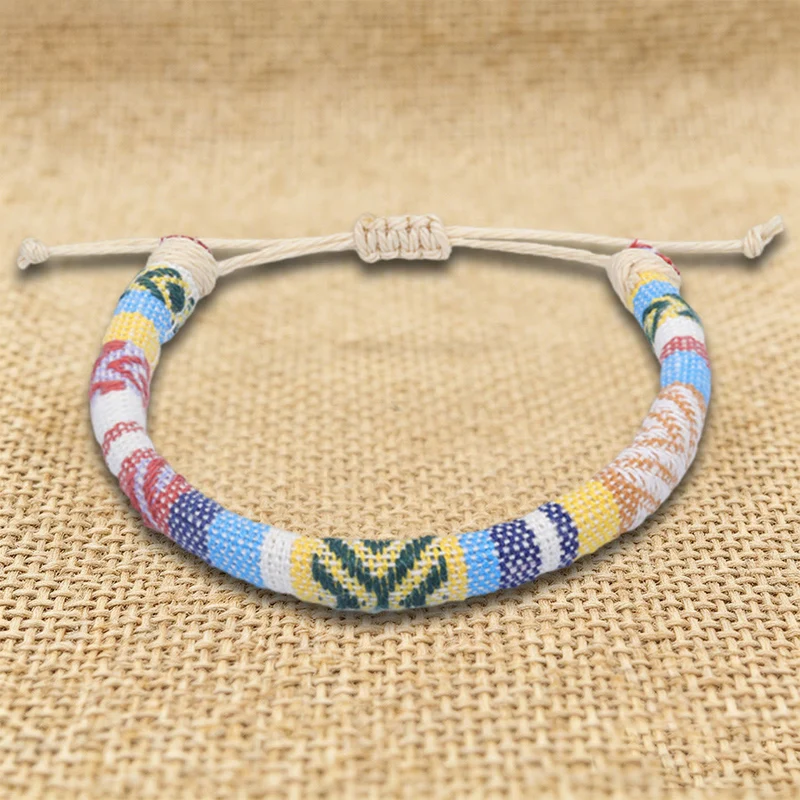 Olivenorma Armband im Bohemian-Ethno-Stil, handgefertigt aus Baumwollgarn, Freundschaftsarmband geflochten
