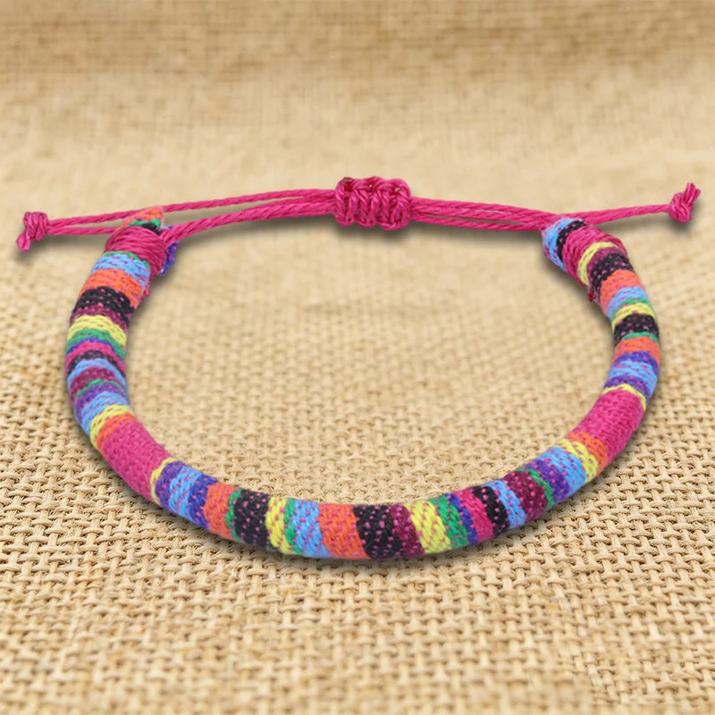 Olivenorma Armband im Bohemian-Ethno-Stil, handgefertigt aus Baumwollgarn, Freundschaftsarmband geflochten